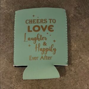 Mint Green Drink Sleeve with Gold Text